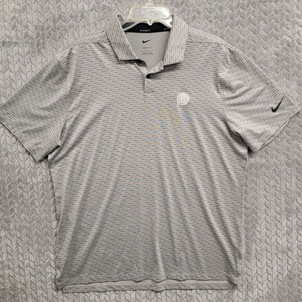 Nike Men’s Dri-Fit Vapor Golf Polo Shirt CU9800 Size Large Brooklyn Nets Gray
